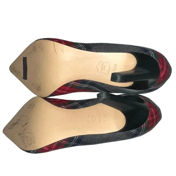 Talbots‎ red, grey, white tartan plaid versatile pump 2.75" heels size 5 1/2M - Picture 6 of 8